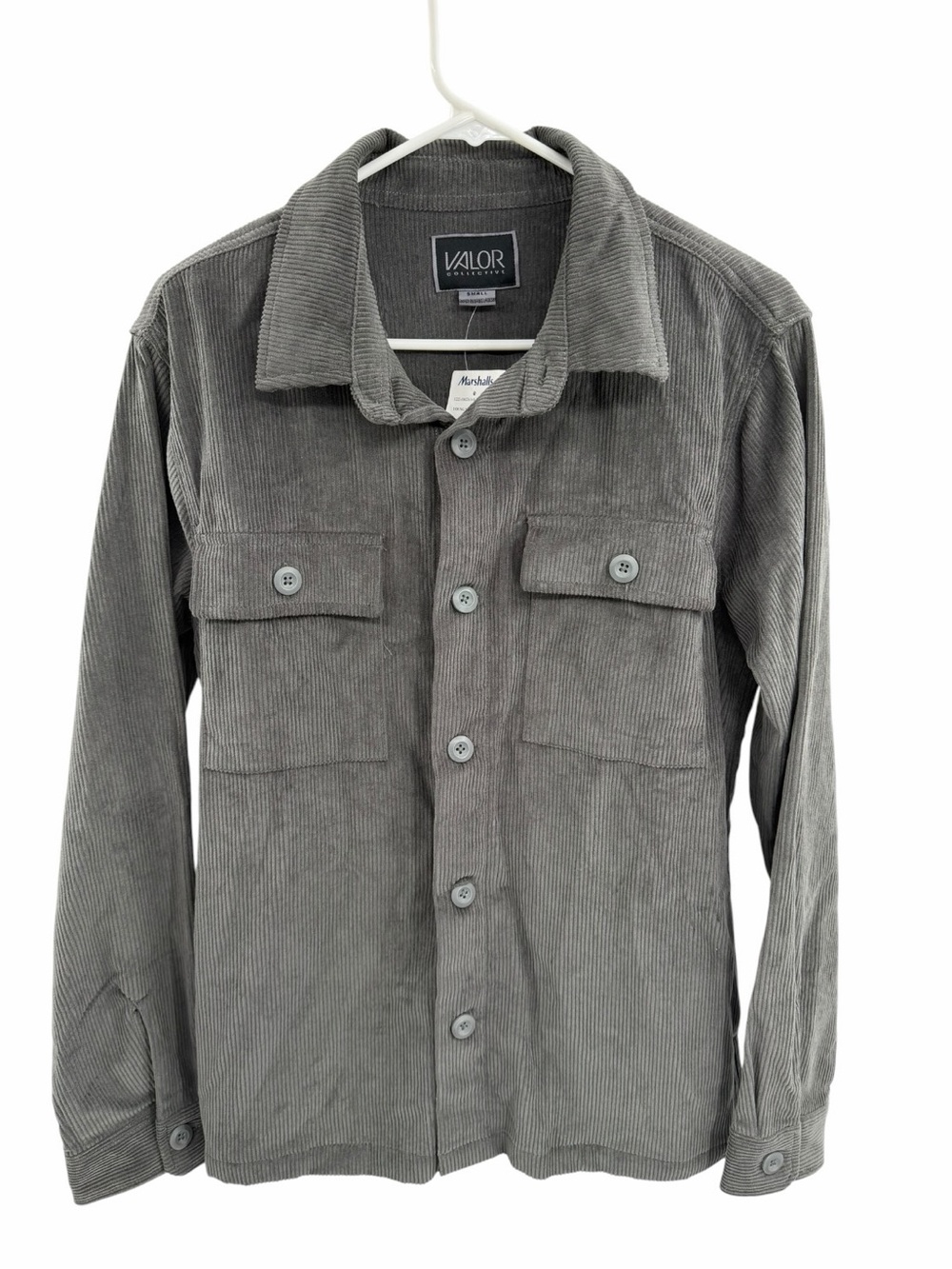 Valor Collective Men's Gray Corduroy Shacket Overshirt Jacket Size Small New